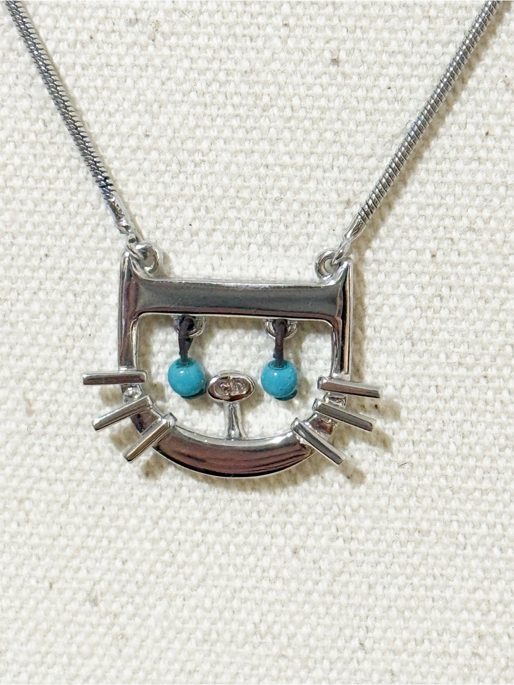 Christian Dior Silver Cat Pendant Necklace 🐱 Rare Vintage Find - Picture 10 of 15